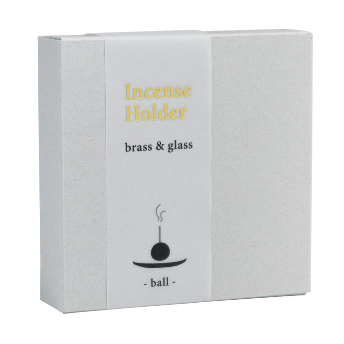 Kousaido Brass Ball Incense Holder boxed packaging shown from the front.