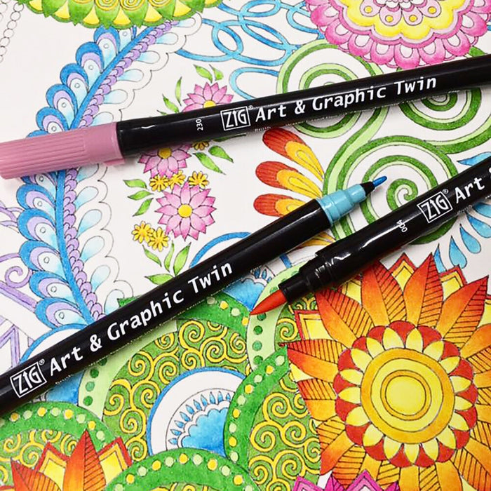 Illustration in progress created using Kuretake ZIG Art & Graphic Twin Markers from the 80 colours set.