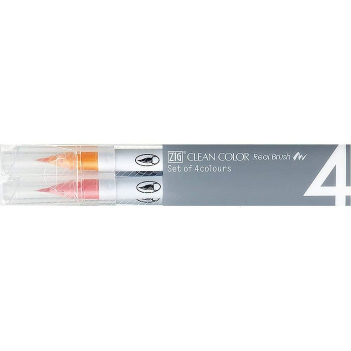Kuretake ZIG Clean Color Real Brush - Set of 4 colours - Pale colours - The Journal Shop