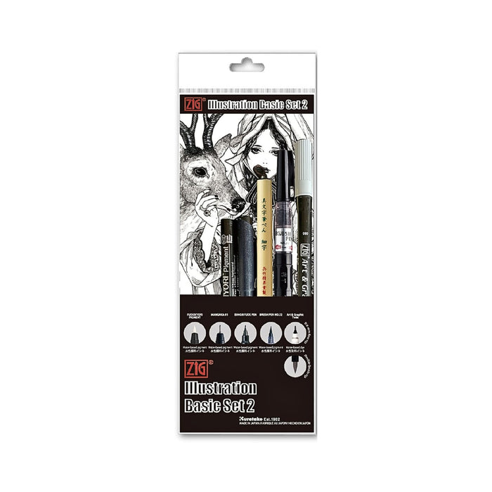 Blister pack view of Kuretake ZIG Inktober Illustration Basic Set 2.