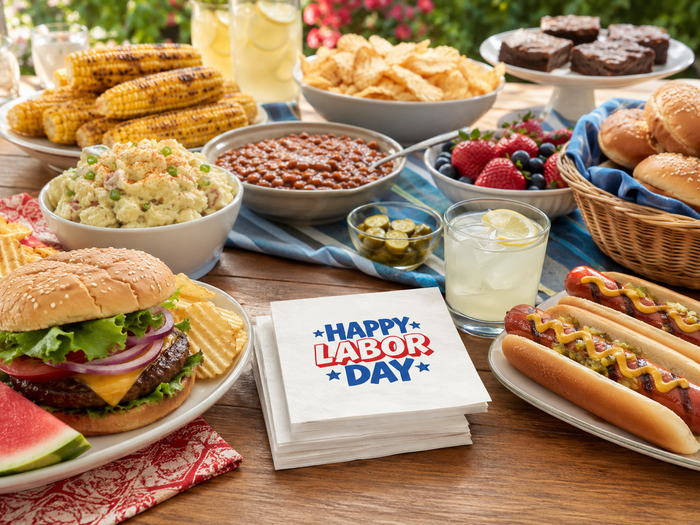Labor Day Cocktail Napkins, 50-Pack, 3-ply, Labor Day Party Decor