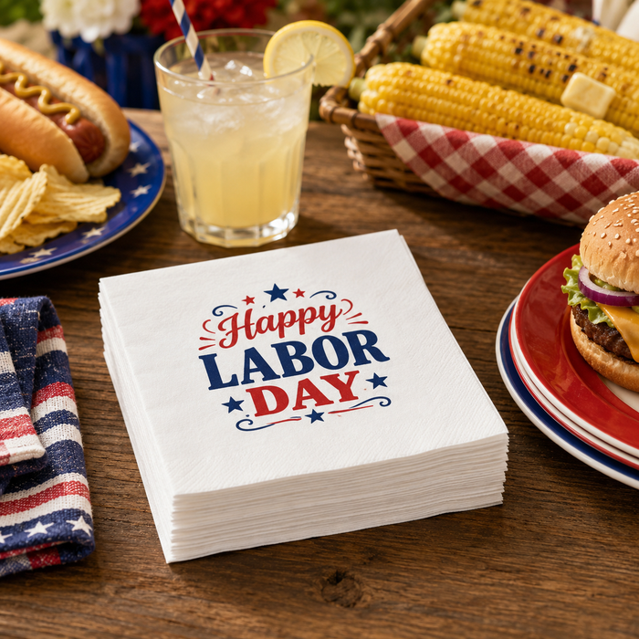 Labor Day Cocktail Napkins, 50-Pack, 3-ply, Labor Day Party Decor