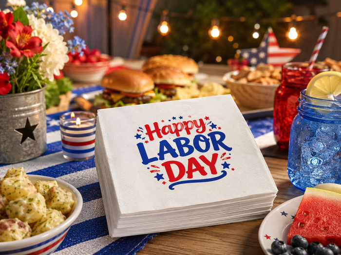 Labor Day Cocktail Napkins, 50-Pack, 3-ply, Labor Day Party Decor