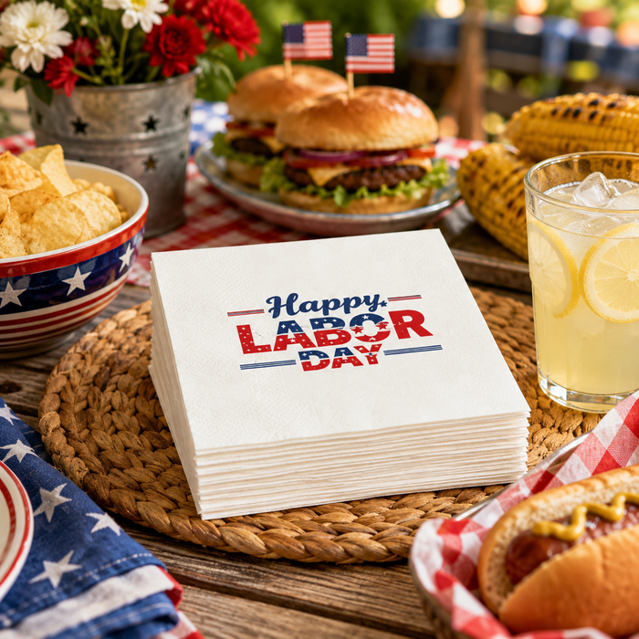 Labor Day Cocktail Napkins, 50-Pack, 3-ply, Labor Day Party Decor