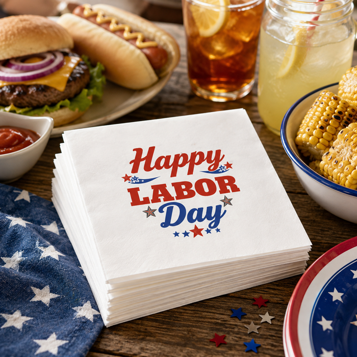 Labor Day Cocktail Napkins, 50-Pack, 3-ply, Labor Day Party Decor