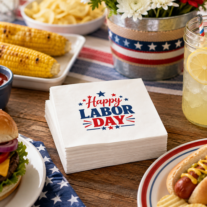 Labor Day Cocktail Napkins, 50-Pack, 3-ply, Labor Day Party Decor