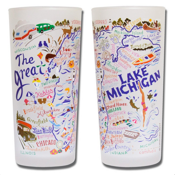 Lake Michigan Frosted Glass Tumbler