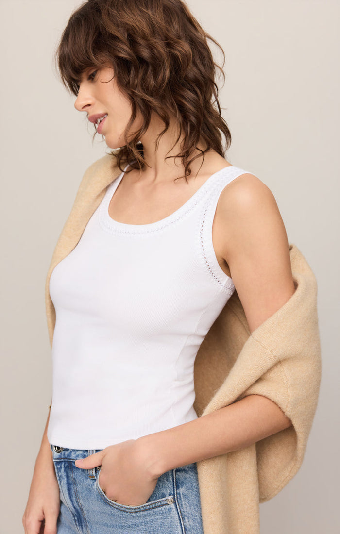 Z Supply Larkin Embroidered Tank in White available at Barbara Katz