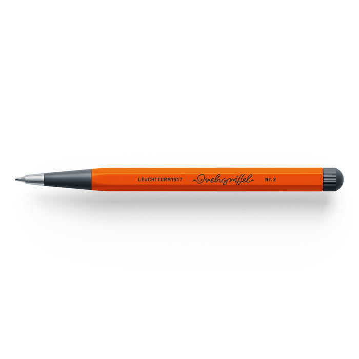 The Journal Shop - Bright orange Leuchtturm1917 Drehgriffel Nr. 2 Pencil with contrasting black twist top and metal point.