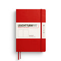 The Jounal Shop - Red Leuchtturm1917 Medium Hardcover Plain Notebook (A5) with elastic closure, twin ribbon markers, and cream label band.