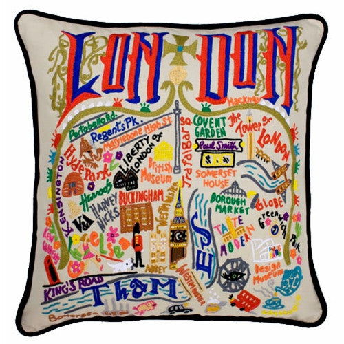 London Hand-Embroidered Pillow