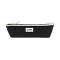 Black Luddite canvas pencil case with white zip and leather pull tab