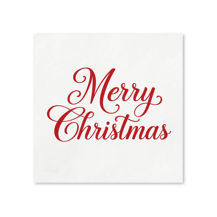Merry Christmas Cocktail Napkins, Elegant Red, 50-Pack, 3-ply, Christmas Party & Dinner Decor Napkin