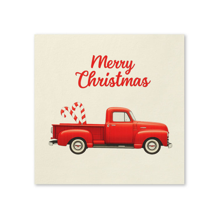 Merry Christmas Red Truck Cocktail Napkins, 50-Pack, 3-ply, Vintage Holiday & Christmas Napkins