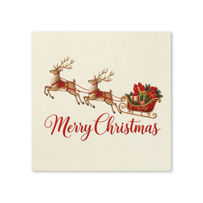 Merry Christmas Reindeer Sleigh Cocktail Napkins, 50-Pack, 3-ply, Elegant Christmas Decor Napkins