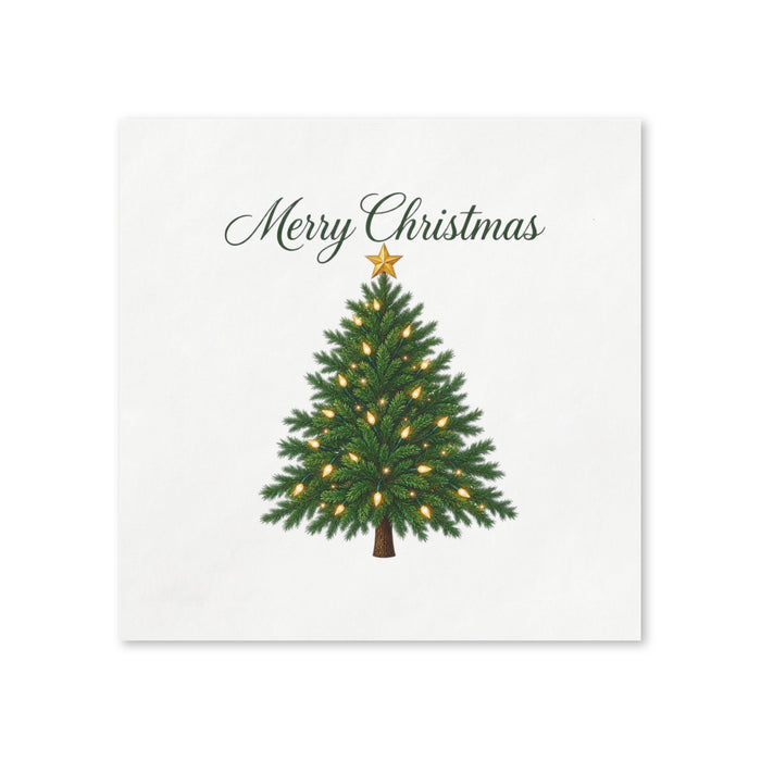 Merry Christmas Tree Cocktail Napkins, 50-Pack, 3-ply, Festive Christmas & Party Dinner Napkins