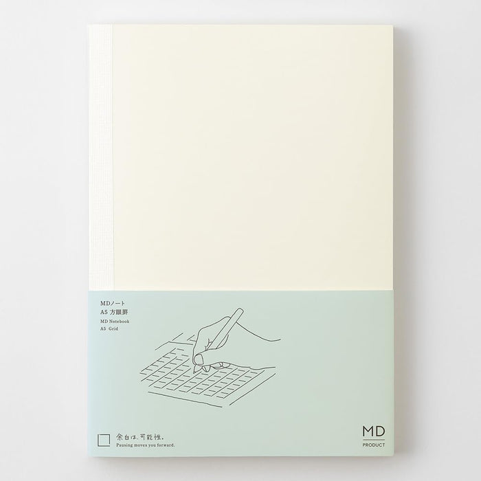 Midori MD Notebook A5 Grid with minimalist cream cover and subtle MD branding.