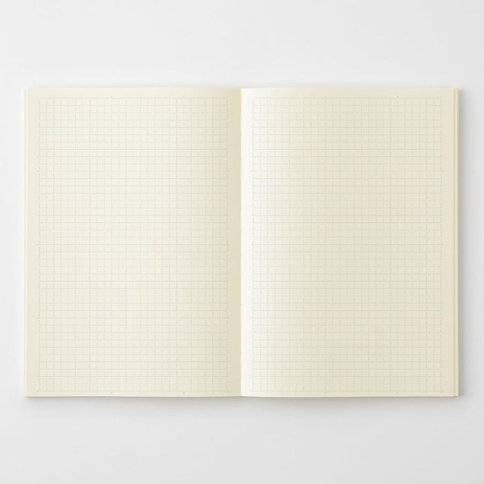 Midori MD Notebook A5 Grid opened flat displaying square grid pages.