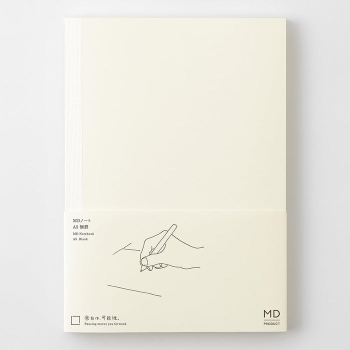 Midori MD Notebook A5 Plain with minimalist cream cover and subtle MD branding.