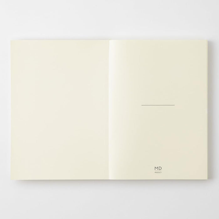 Midori MD Notebook A5 Plain opened showing title page layout.