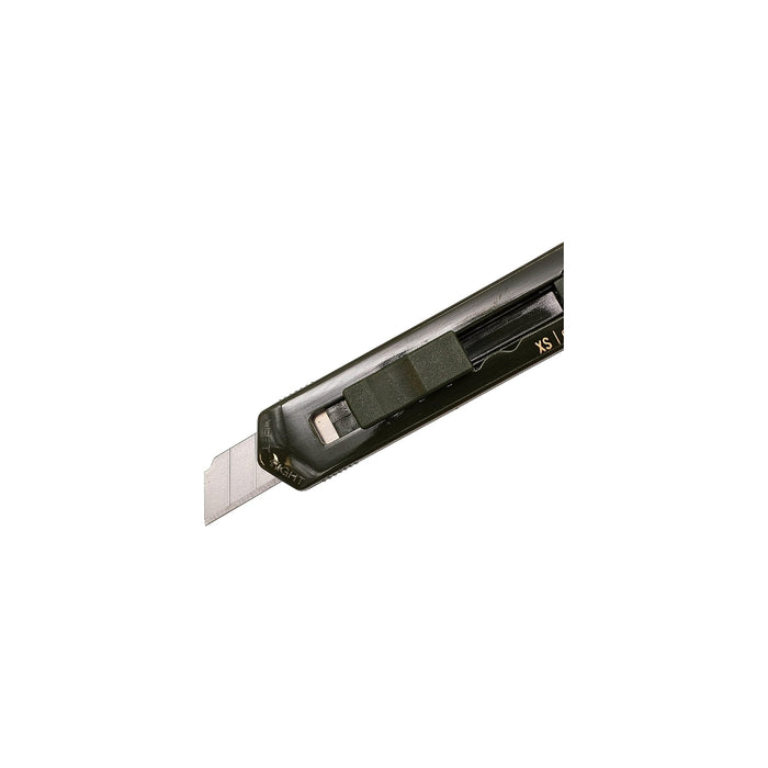 Midori XS Cutter in green with blade extended, showing precision cutting edge.