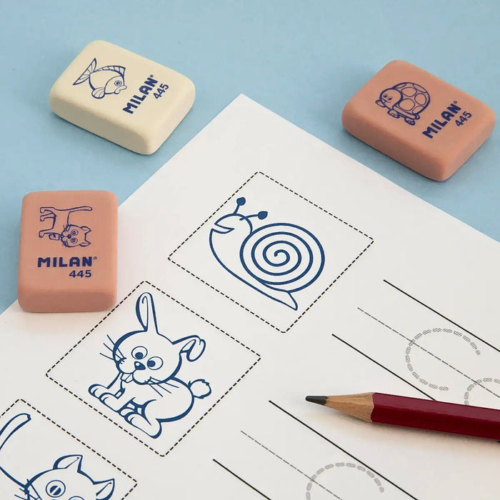 MILAN 445 synthetic erasers used on pencil drawing for clean and precise erasing