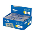 Milan Kneadable Erasers 1220 box of 12 in blue packaging with individual erasers inside