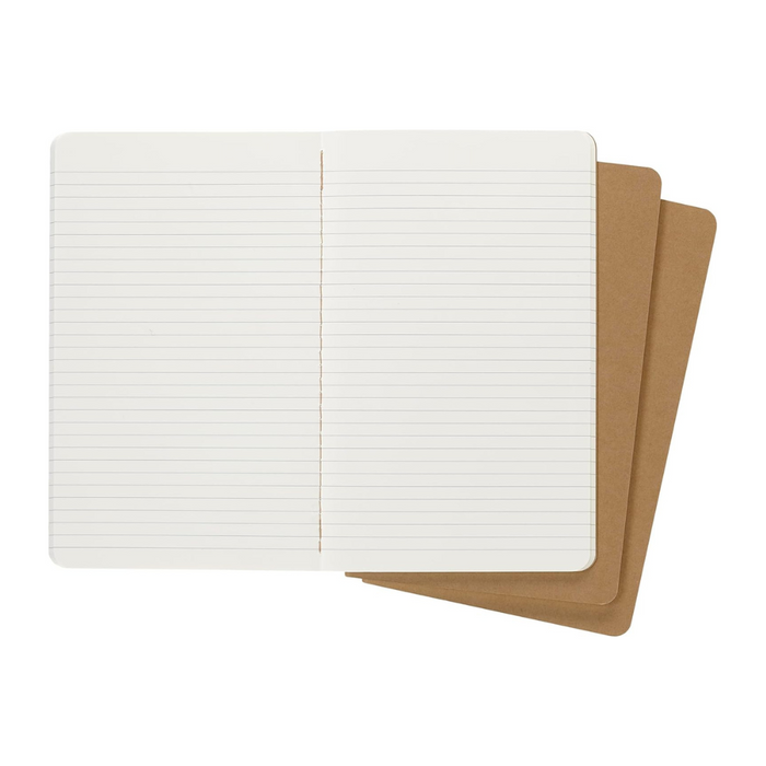Moleskine Ruled Kraft Cahier 13cm x 21cm [pack of 3] displayed as a product photo.