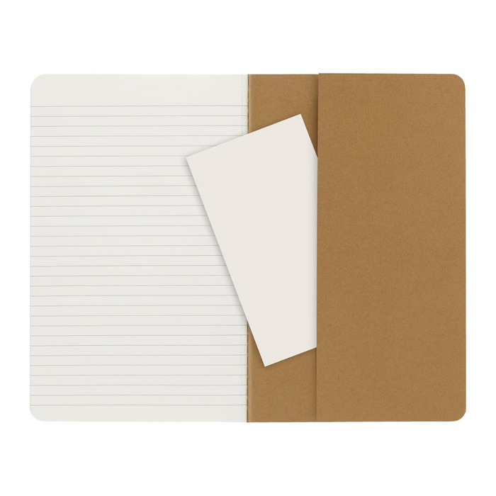 Moleskine Ruled Kraft Cahier 13cm x 21cm [pack of 3] shown in a close product view.