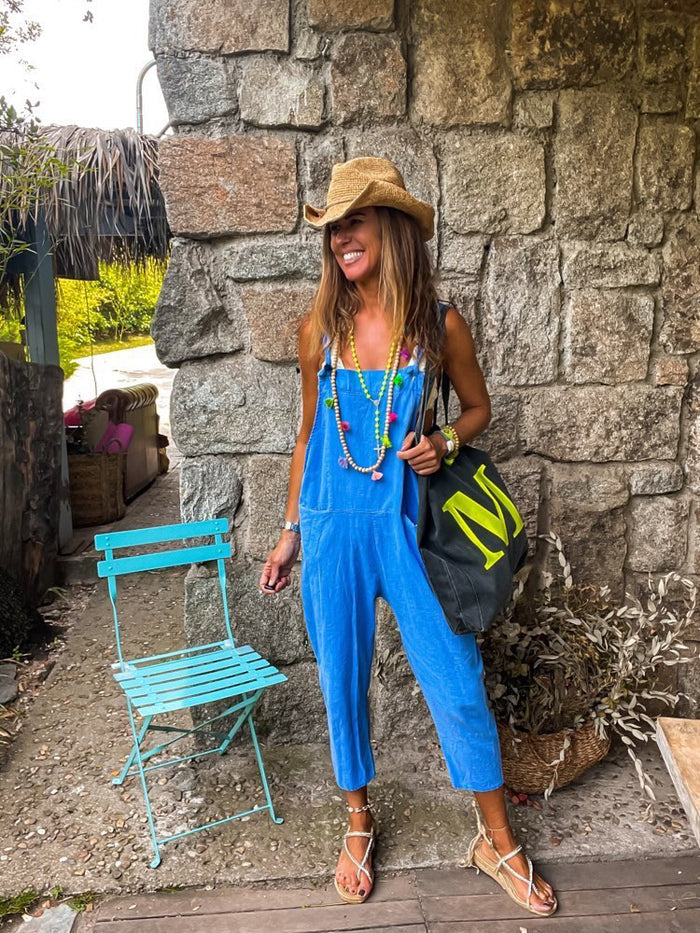 Mono "blue klein" azul de lino, talla única