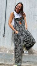 Mono "Brunch" verde con estampado de leopardo, talla única