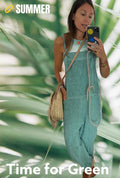 Mono "Soft green" verde de lino, talla única