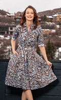 DIzzy-Lizzie Mrs Maisel Dress - Green Olive Print available at Barbara Katz