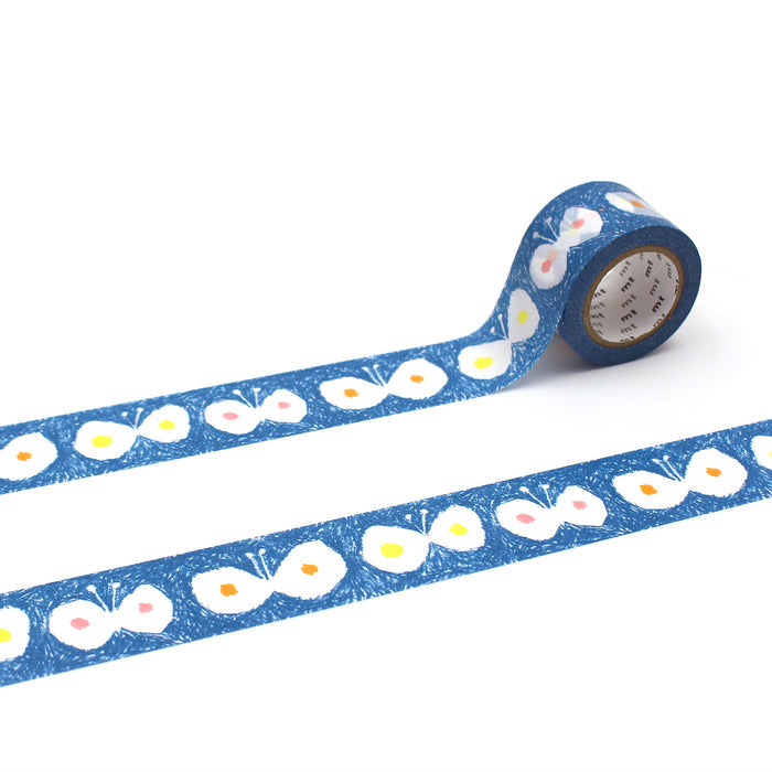 mt hana hane blue Japanese washi masking tape with butterfly design.