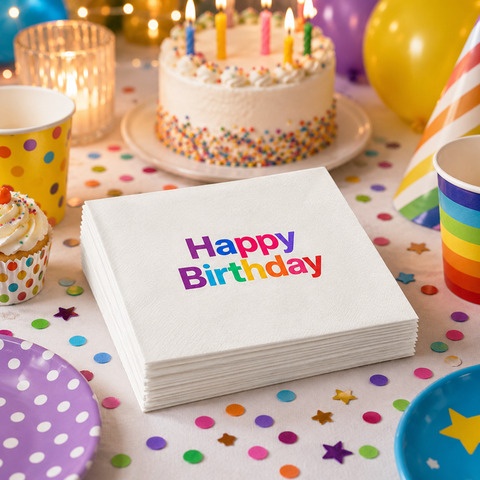 Multicolor Happy Birthday Napkins, 50-Pack, 3-ply, Birthday Party Decor