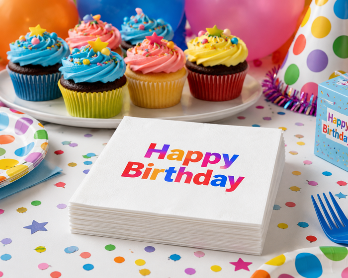 Multicolor Happy Birthday Napkins, 50-Pack, 3-ply, Birthday Party Decor