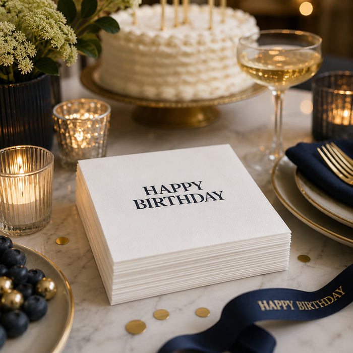 Navy Happy Birthday Napkins, 50-Pack, 3-ply, Birthday Party Decor