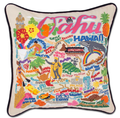 Oahu Hand-Embroidered Pillow