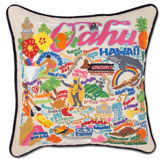 Oahu Hand-Embroidered Pillow