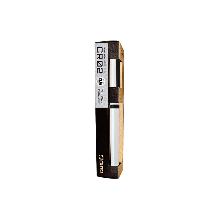 Ohto Ceramic Rollerball 0.5 pen matte silver version in retail packaging.