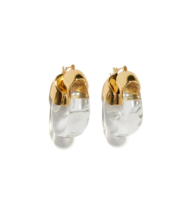 Lizzie Fortunato Organic Hoops in Gold/Clear available at Barbara Katz