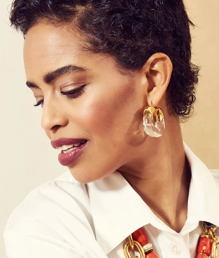 Lizzie Fortunato Organic Hoops in Gold/Clear available at Barbara Katz