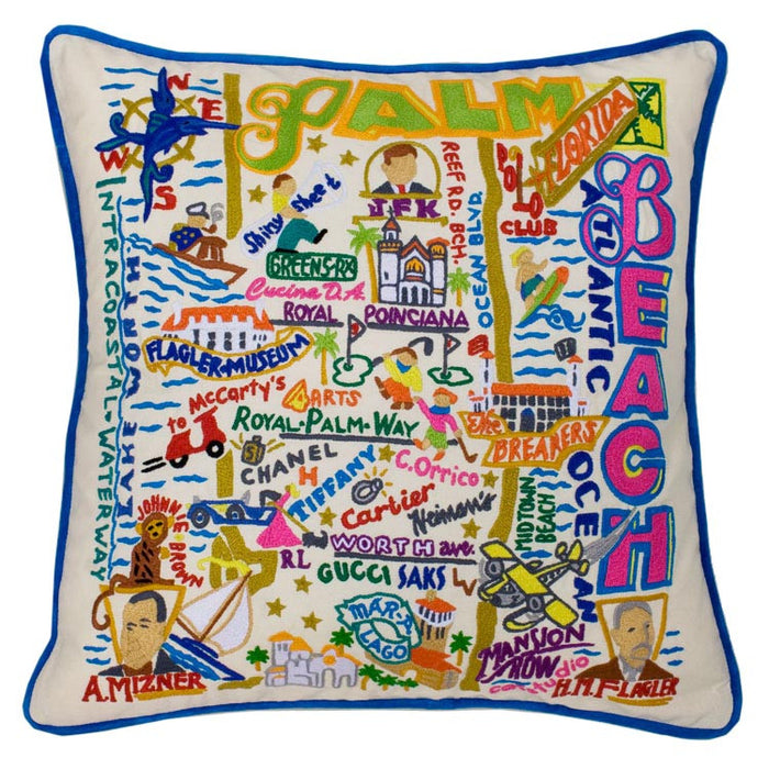 Palm Beach Hand-Embroidered Pillow