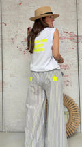 Pantalón "summer mood" de algodón artesanal en tono flúor