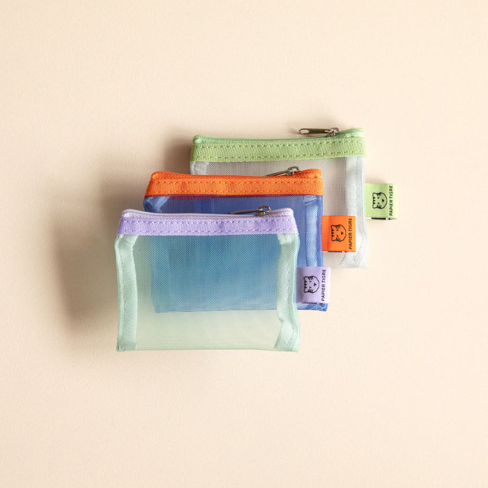 Papier Tigre Mesh Pocket Extra Small set of three transparent pockets.