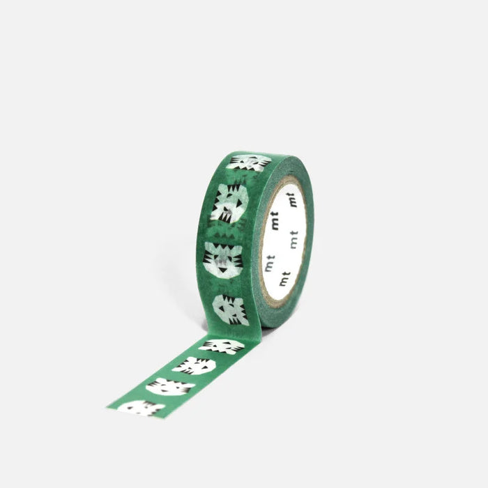 Papier Tigre Tigre Green masking tape shown unrolled.