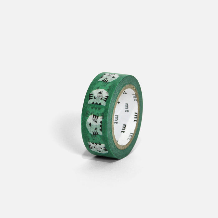 Papier Tigre Tigre Green masking tape displaying its green tiger design.