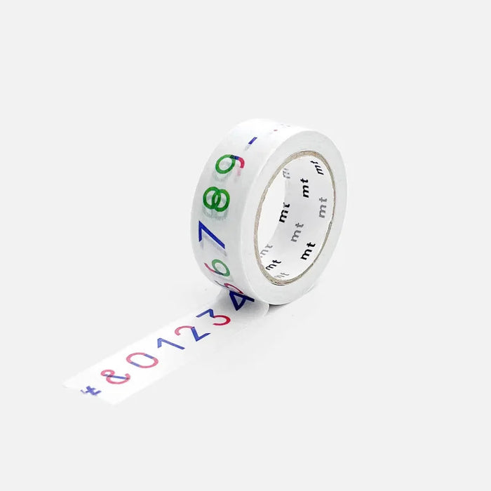 Papier Tigre x MT Numbers masking tape shown unrolled.