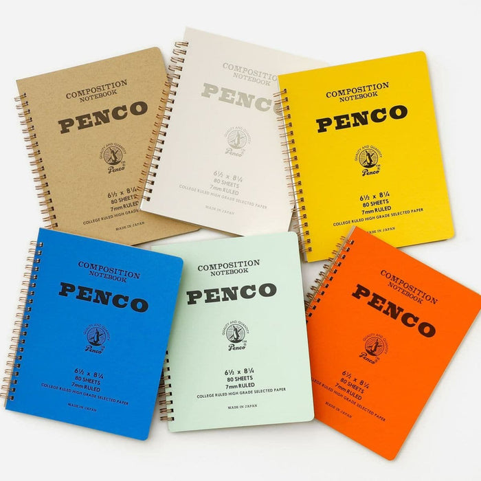 spiral-bound penco composition notebooks in assorted colours