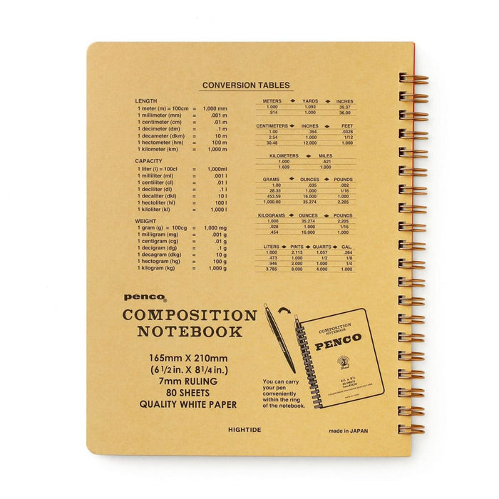 Penco Composition Notebook (L) – Spiral Bound, 7mm Ruled, 80 Sheets, A5 displayed as a product photo.